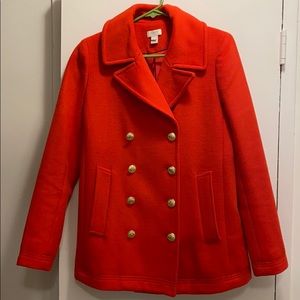 J. Crew Bright Red Peacoat